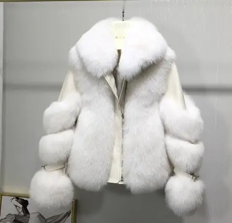 Fashion Real Fur Coat Women Short Style Genuine Leather Fox Fur Coat High Quality Winter Warm Big Fox Fur Coat enlarge