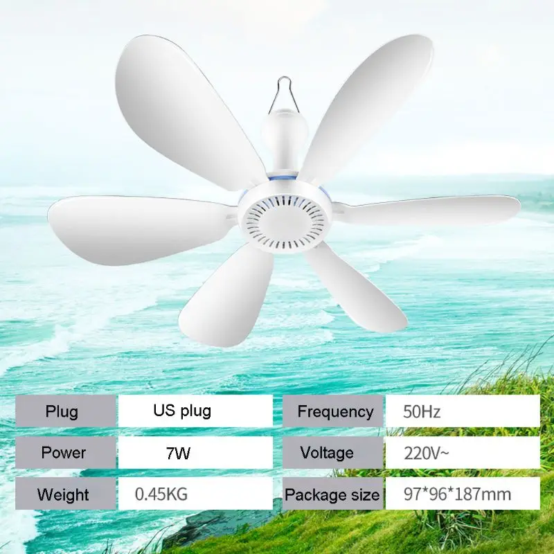 

6 Blades 220V Silent Household Dormitory Bed Hanging Fan 7W Electric Ceiling Fan