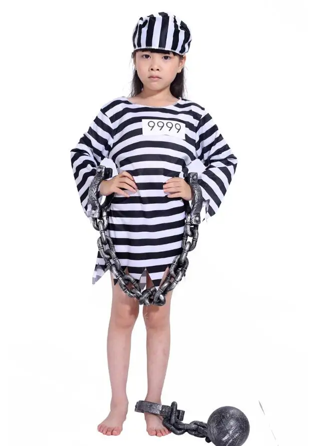 Маскарадный костюм на Хэллоуин одежда в полоску для подростков детская