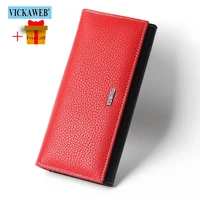2021 new women long magnetic genuine leather wallet female fashion hasp purse ladies patchwork money bag for card holder wrs 501
