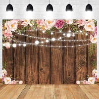 wood board plank flower light wedding photocall princess birthday party backdrop vinyl photography background photo studio props
