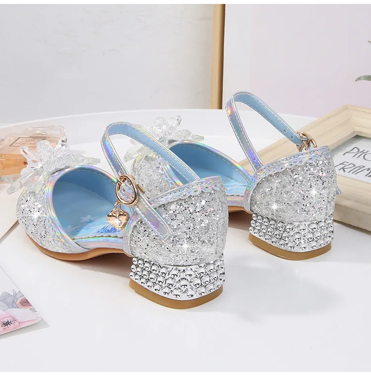 

Disney children's high heel princess party shoes summer new girls sandals baby children's shoes little girl crystal shoes 23-36