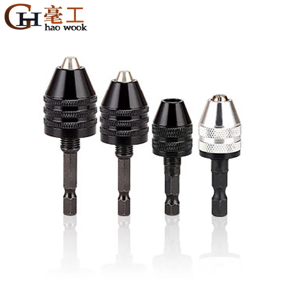 

1PCS 0.3-8mm Black Keyless Drill Chuck Screwdriver Impact Driver Adaptor 1/4 6.35mm Hex Shank Drill Bits Diameter Power Tool