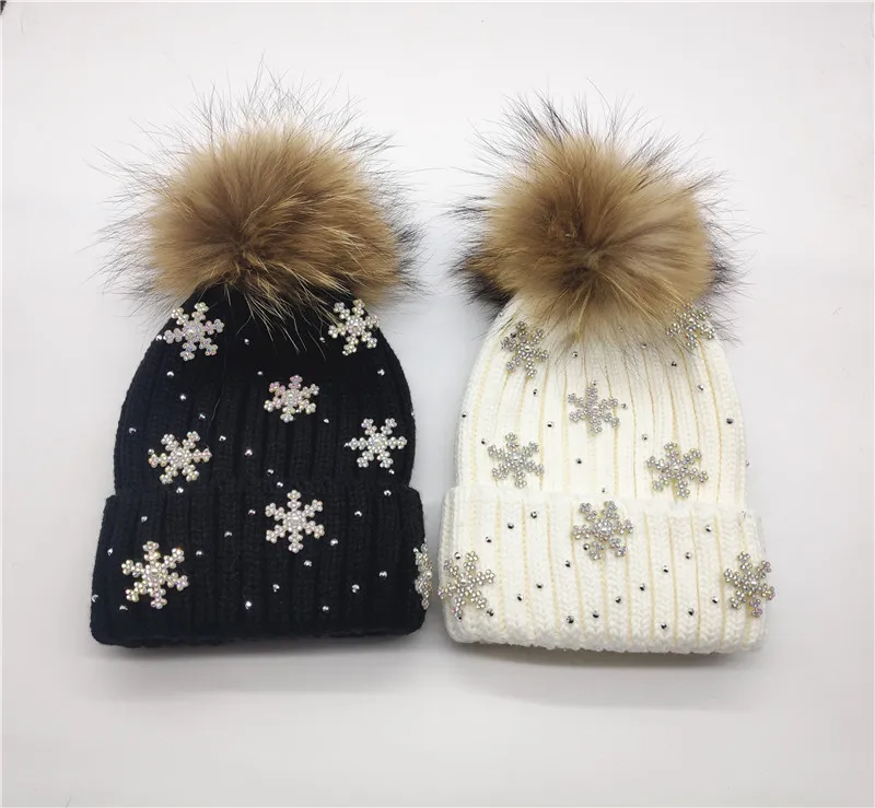 Женские рождественские вязаные шапки теплые плотные плюшевые шапочки со
