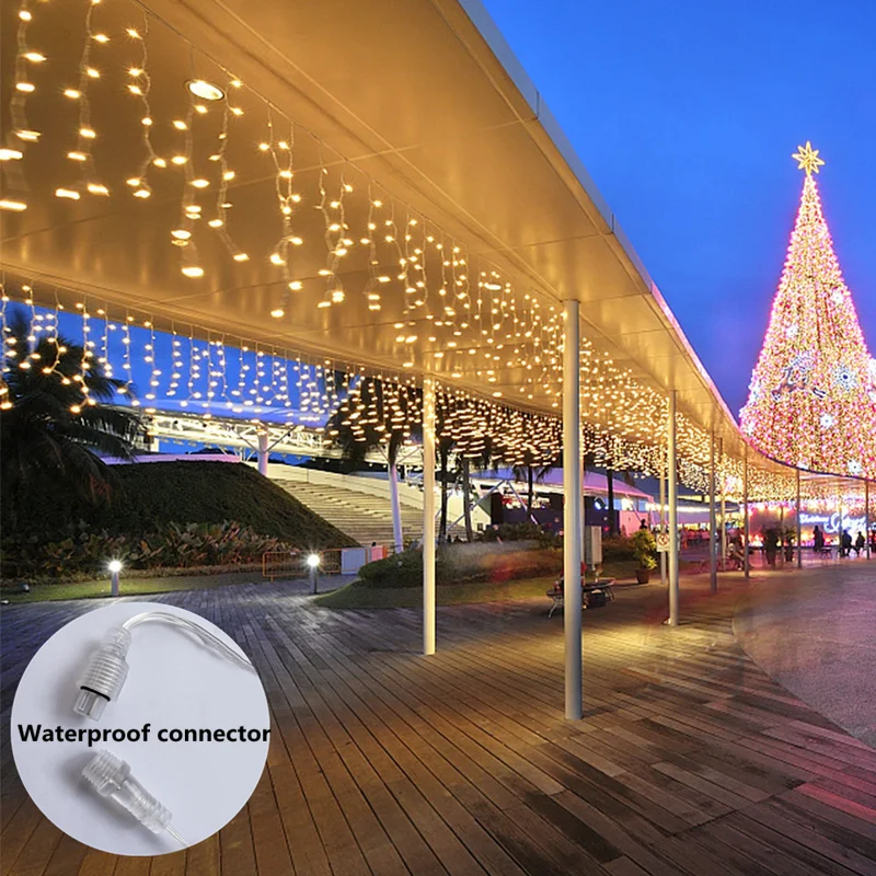 

Рождественские украшения, СВЕТОДИОДНАЯ Гирлянда для помещений и улицы, гирлянда-занавеска в виде сосулек, уличная гирлянда, зима, 3-30 м, свис...