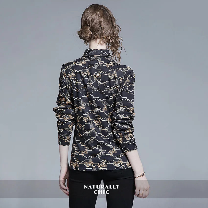 Женская винтажная рубашка с длинным рукавом Осенние Топы Для подиума Blusas Mujer De Moda