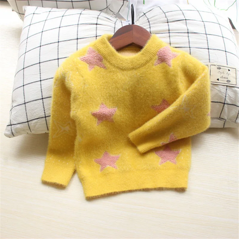 Модный осенне-зимний свитер для маленьких девочек теплый вязаный детская одежда