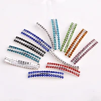 10pcs random mixed colors 35x6mm long curving copper alloy metal crystal glass rhinestones loose beads for jewelry making