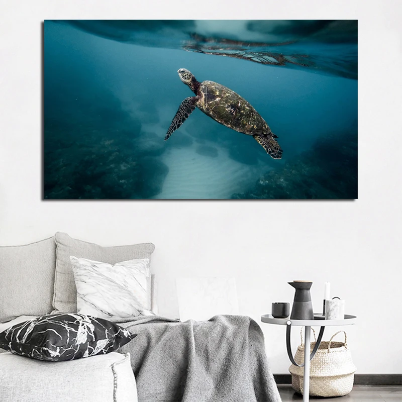 Минималистичная Настенная картина в виде морской черепахи плакат и печать на