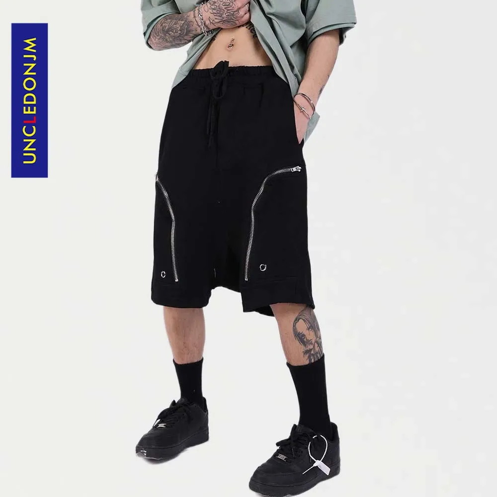 

UNCLEDONJM Baggy zipper sweat shorts high street streetwear pants 2021 summer men casual shorts designer shorts kanye 87165