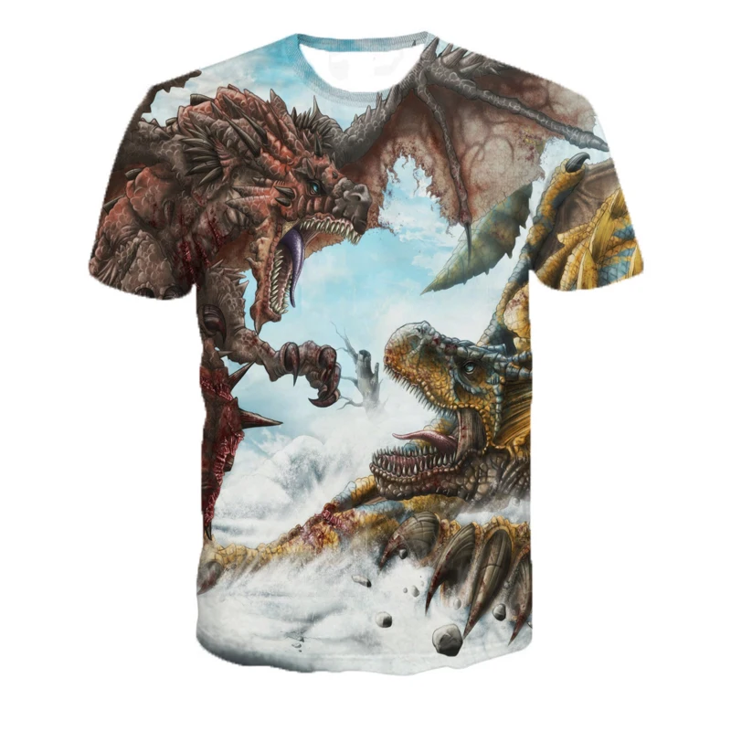 Футболка с 3D принтом футболка героями игры Monster Hunter забавная унисекс