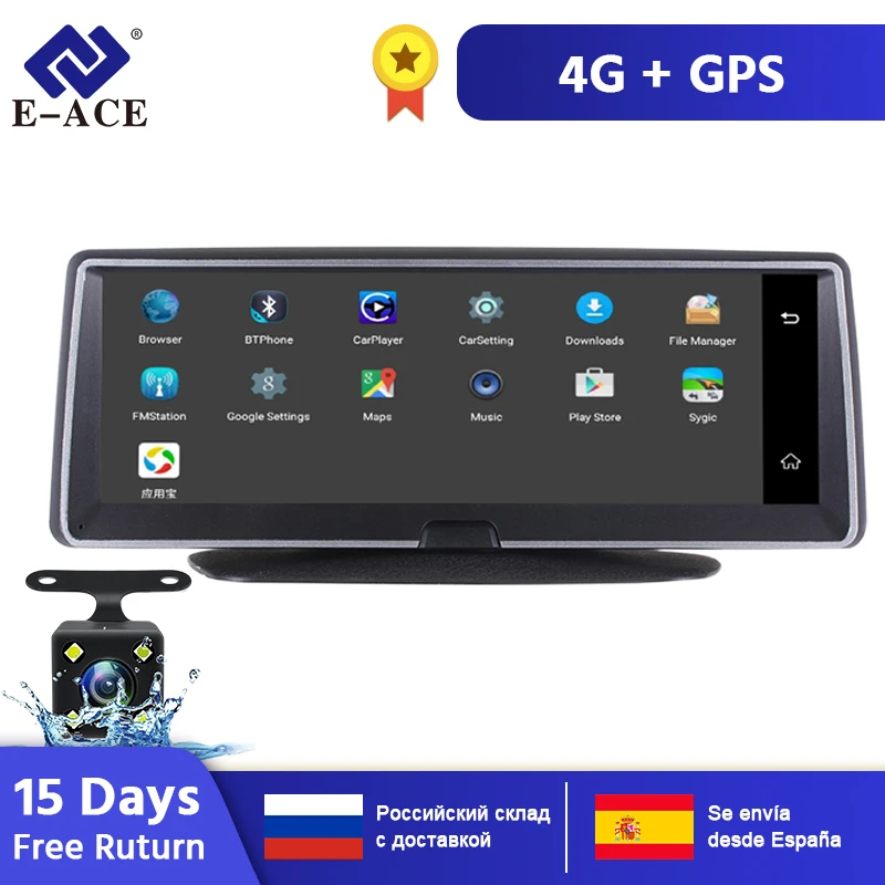 E-ACE 4G Android автомобильный видеорегистратор 8 дюймов FHD 1080P авто камера видео