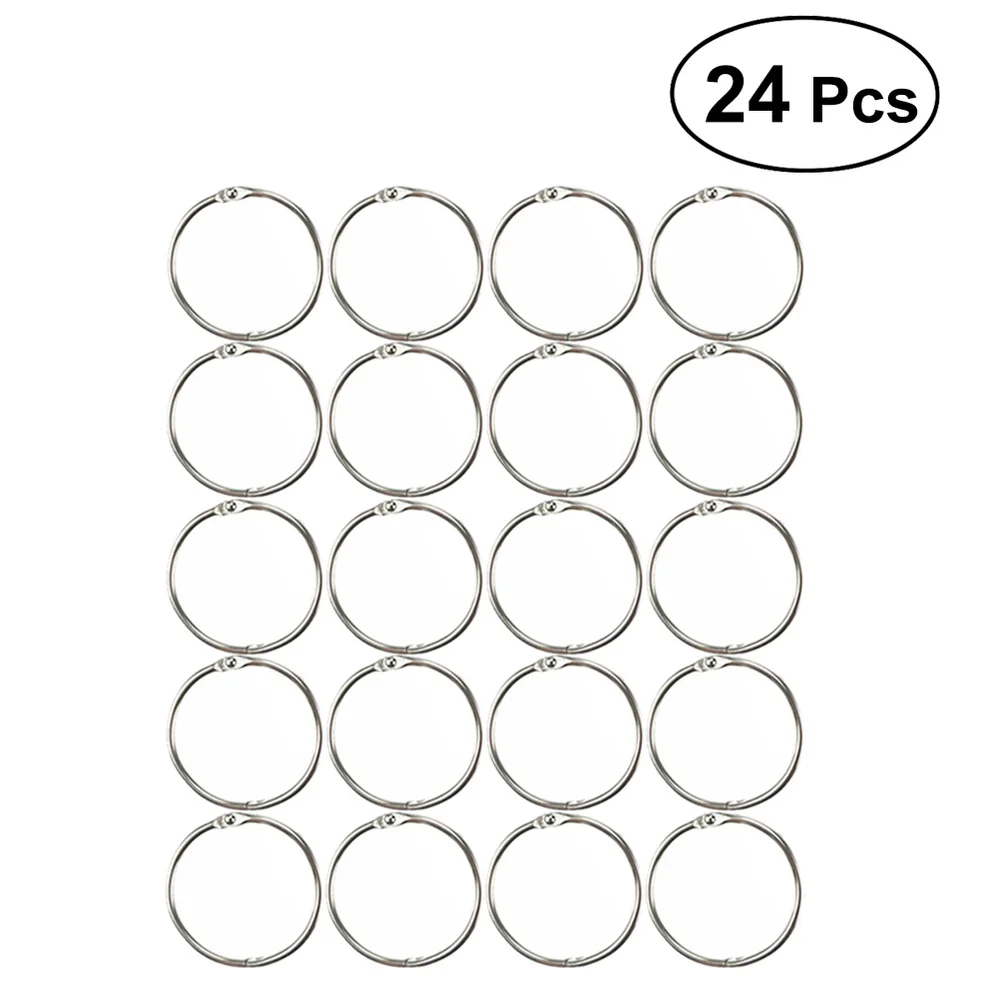 

24Pcs Metal Book Rings Loose Leaf Binder Ring Key Chain Key Rings (Silver)