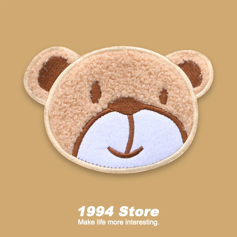 

Kawaii Cartoon Little Bear Sticker Towel Embroidery Patches For Clothing Kids Badge On Girls Tee Sewing Supplies Fabric Applique