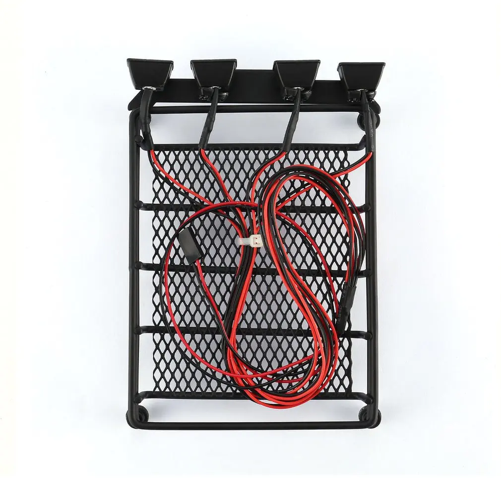 Universal RC Car Metal Roof Rack Luggage Storage Basket And Square 4 LED Lights Portable Crawler Truck Carrier For HSP REDCAT |