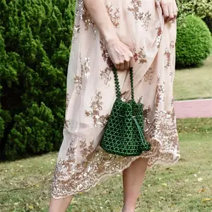 22x19,5 см 2020 новая нишевая дизайнерская акриловая плетеная сумка ручной работы с бусинами сумка-мешок женская сумка на плечо a5935