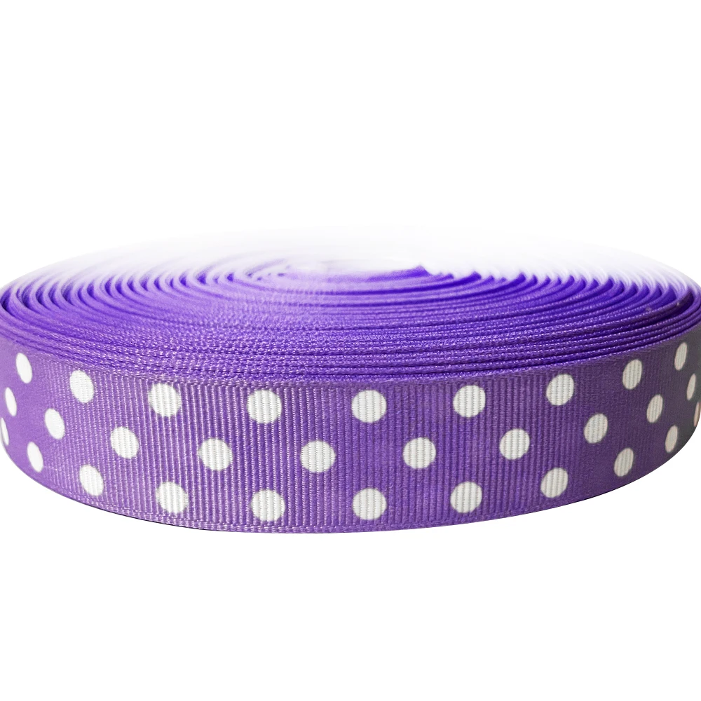 

22mm Polka Dots Printed Ribbon 7/8''inch Purple Grosgrain Webbing Cintas Handmade Sewing Accessory Craft Hairbows Keychains DIY