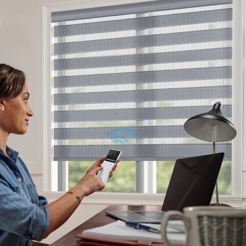 Tiнравится умный дом полузатемняющие двухслойные полосатые жалюзи