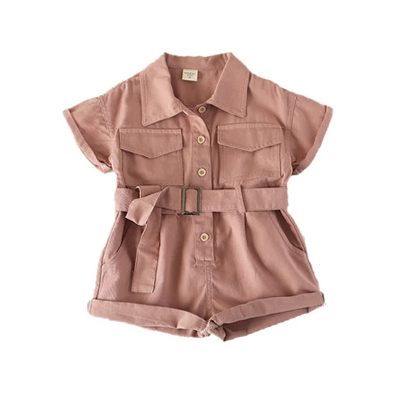 Джинсовый комбинезон для маленьких девочек с короткими рукавами шорты одежда