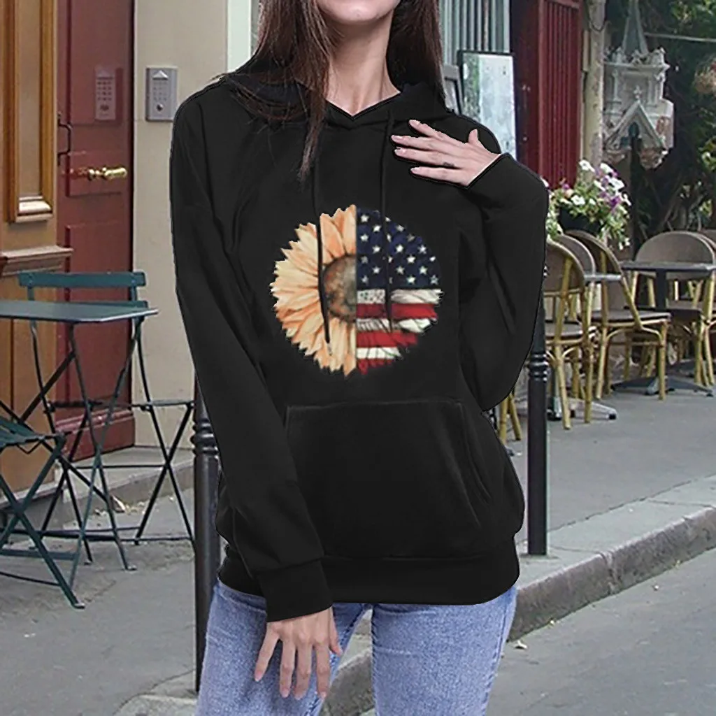 Сезон осень зима Для женщин толстовки с капюшоном и длинными рукавами детская