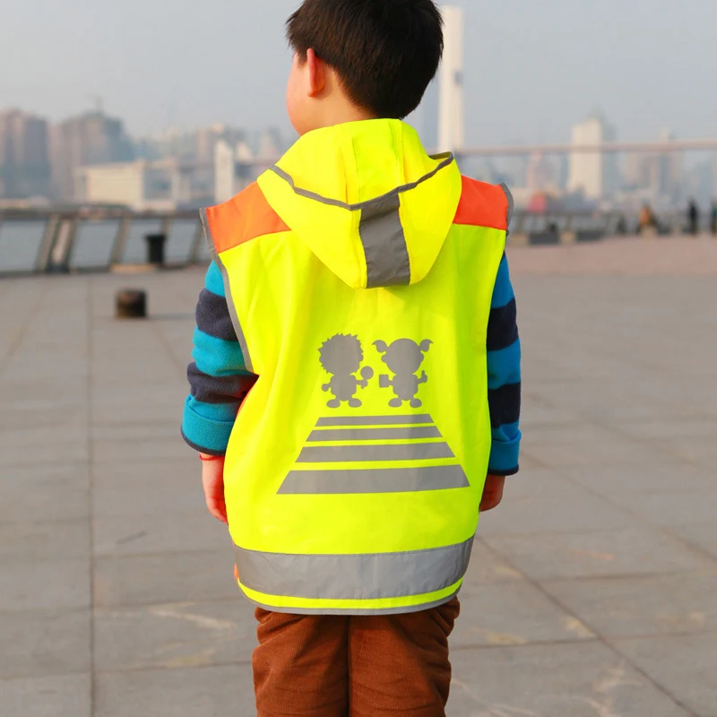 New Kids Reflective Safety Vest School Children Training Pullovers Overalls Breathable Velcro Wear Printing Clothing | Безопасность и