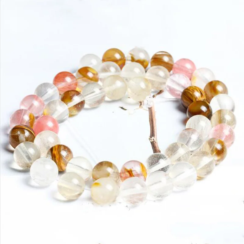 Round Watermelon Natural Mixed Crystal Beads Stone For Jewelry Making DIY Bracelet Necklace 4/6/8/10mm Strand 15'' | Украшения и