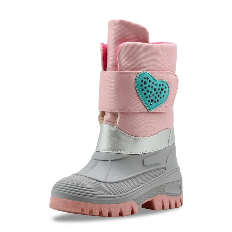 

Детские зимние ботинки, розовая теплая обувь, Утепленная обувь, резиновая подошва, на молнии, Детские уличные непромокаемые ботинки для дев...