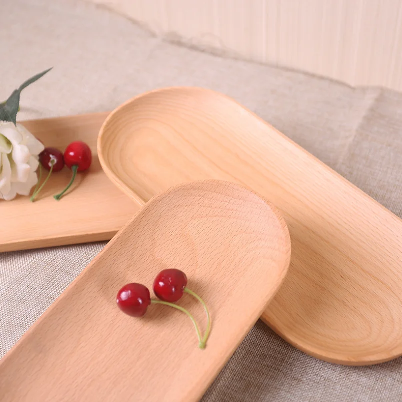 Technology Japanese Wooden Plate Beech Solid Wood Bread Serving Platter Snack Food Trays Sundries Jewellery Cashier Plates | Дом и сад