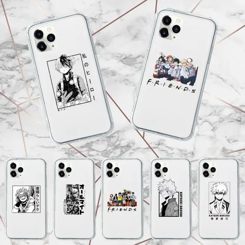 

My Hero Academia anime Phone Case Transparent for iPhone 7 8 11 12 13 mini pro X XS XR MAX Plus