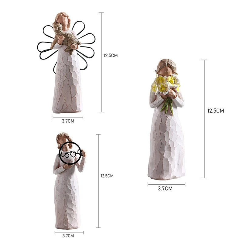 

12.5cm Resin Beauty Sculpted Angels Figure Table Ornaments Kids Birthday Figurine for Home Study Table Decoration