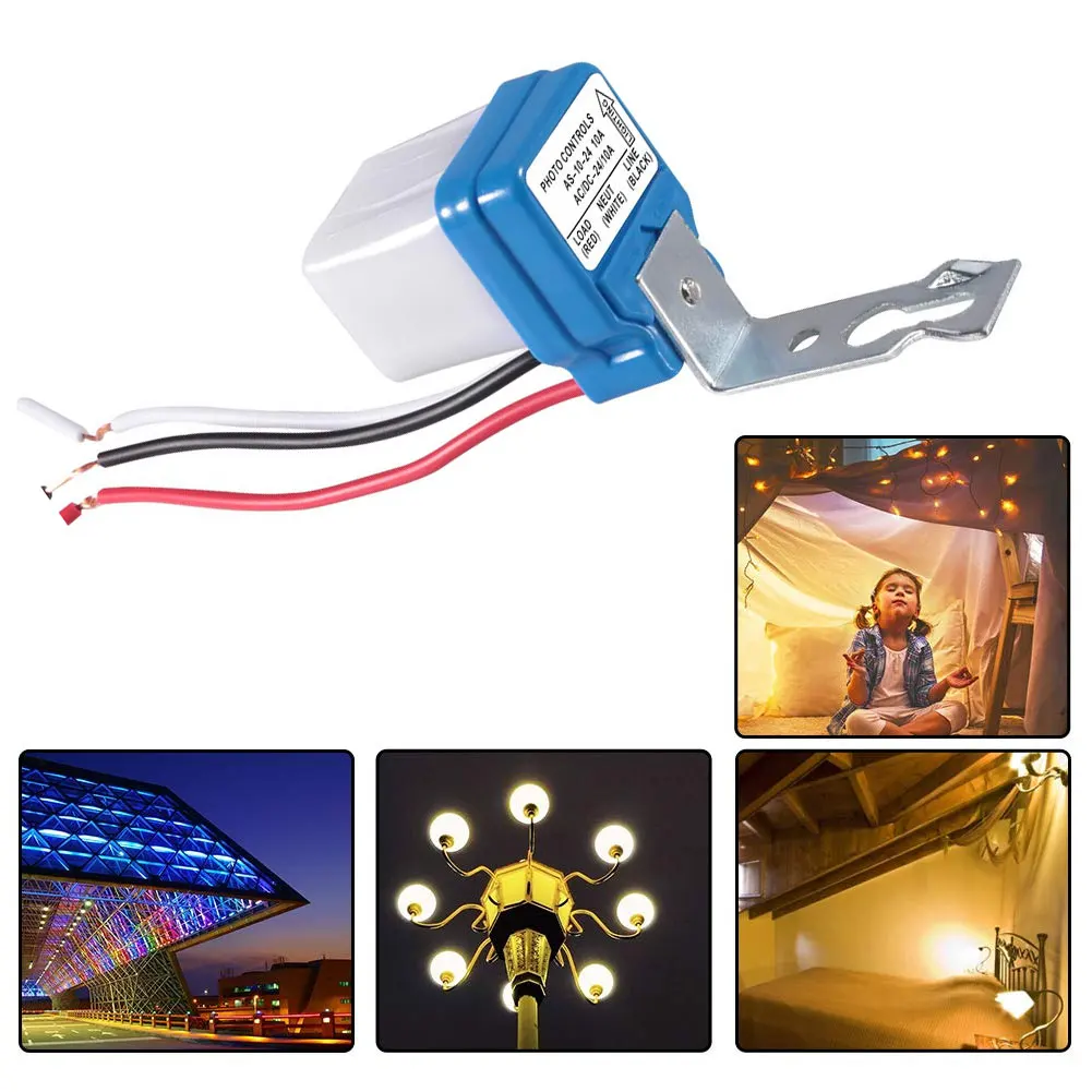

2PCS New Switch AS-10 10A Photoswitch Sensor Switch Auto On Off Photocell Street Light Control AC/DC Universal 12V 24V 220V