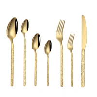 gold cutlery set stainless steel tableware dinnerware set knives forks spoons teaspoons eating utensils for home kitchen