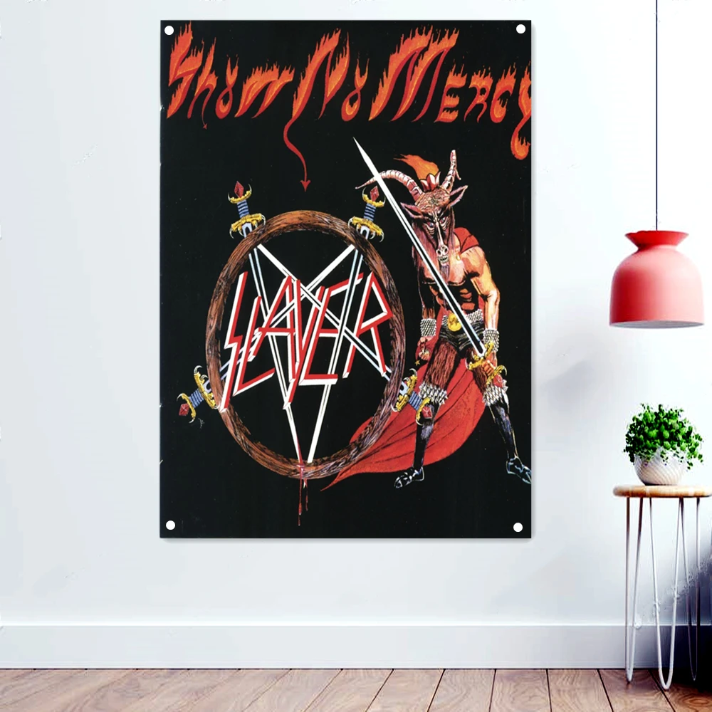 

Death Artist Vintage Black Metal Music Art Banner Bar Cafe Home Decor Rock Band Logo Poster Macabre Skull Flags Wall Painting