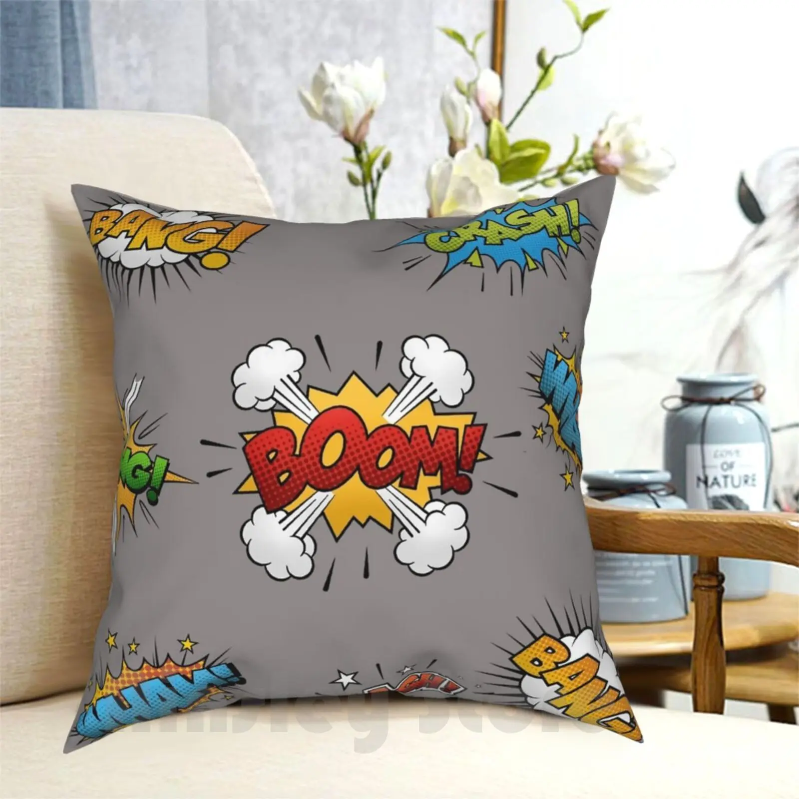 

Superhero Rap Pillow Case Printed Home Soft Throw Pillow Superhero Comic Words