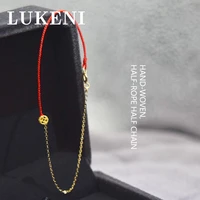 18k gold ladies bracelet red string decoration 24k small coin pendant can be customized elegant luxury bracelet female gift