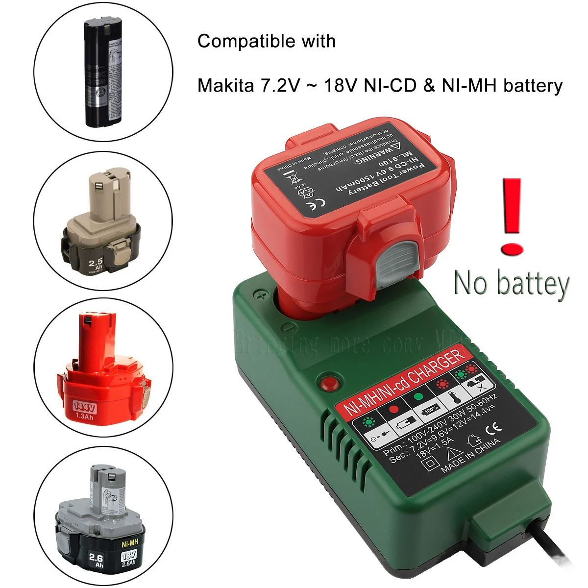 Cargador de batería para Makita 6010D 6261D 6226DWE 6270D 6270DWE 6271D 6271DWE, cargador de repuesto 7,2 V 9,6 V 12V 14,4 V 18V