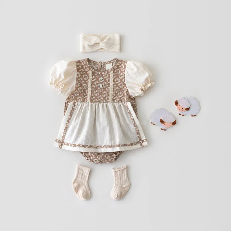 Одежда для малышей в сельской местности цветочные новорожденных ползунки