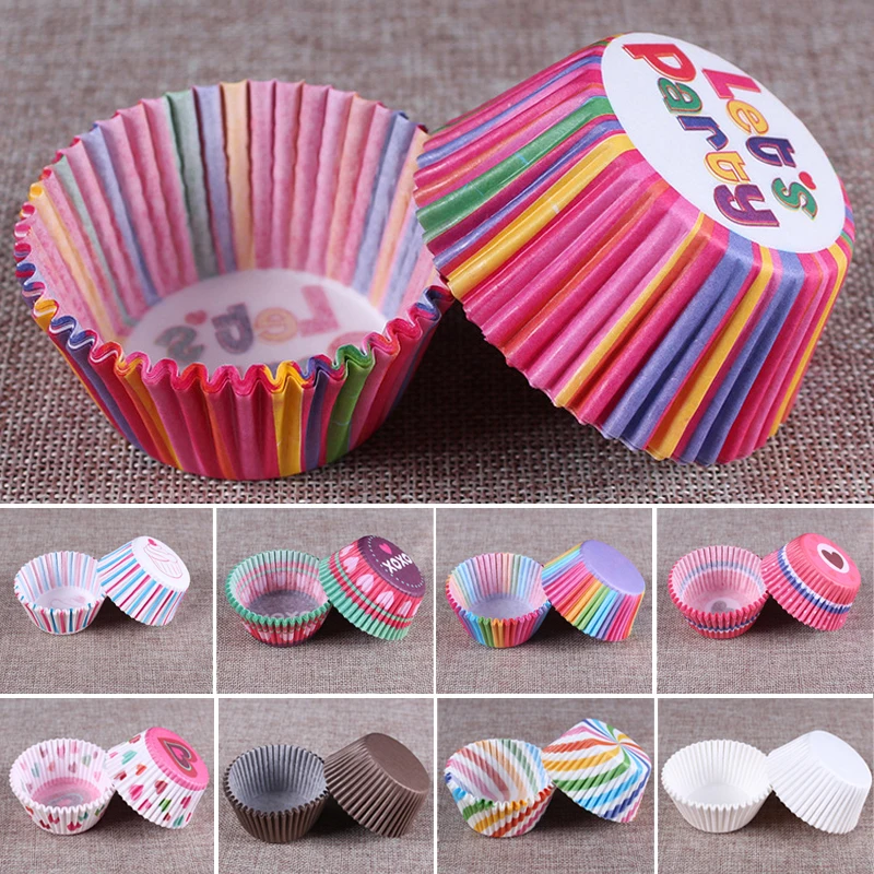 

100Pcs/Set Cake Wrapping Muffin Cups Paper Kitchen DIY Dessert Box Liners Food Grade Paper Cup Cake Baking Mould Party Tray