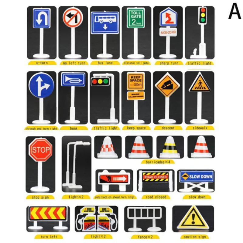 

28pcs/kit TOY TRAFFIC ROAD SIGNS PLAY SETS MODEL CAR TOWN Toys For Kids