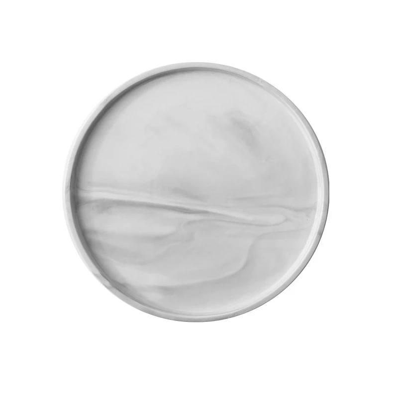 

Acrylic Ceramic Jewelry PizzA Plate Gray Pink Personalized Marble Designs Porcelain Bedside Jewelry Storage Service Tray Holder