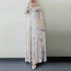 Женское платье с цветочным принтом, свободное платье в мусульманском стиле, S-5XL, размера плюс