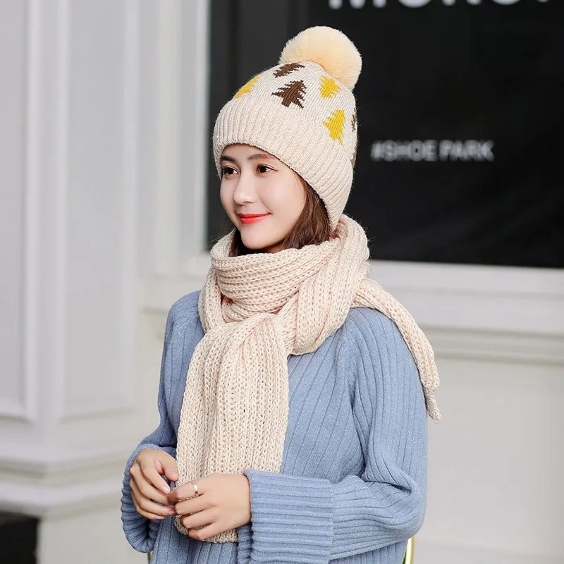 

RUHAO 2019 Winter Hat Scarf Fashion Knit Beanies Cap Hats For Women Warm Scarf And Hat Twist Knitted Hat Beanies