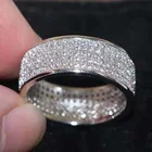 Новинка 2020, Брендовое обручальное кольцо серебряного цвета с 5 рядами циркона, модное обручальное кольцо для женщин, аксессуары для женщин
