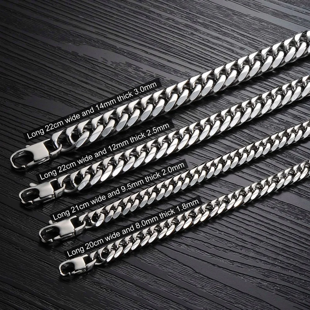 

OPK Punk Style 316L Stainless Steel Mens Bracelet Classical Biker Bicycle Heavy Metal 14MM Link Chain Jewelry Bracelets For Men