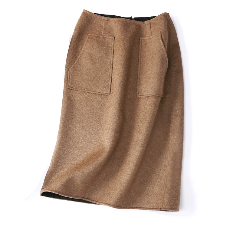 SuyaDream женские зимние шерстяные Облегающие юбки 2019 одноцветная юбка карандаш два