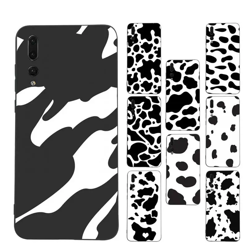 

New White Black Cow Symbol Pattern Print Phone Case Soft Silicone Case For Huaweip30lite p30 20pro p40lite P30 Capa