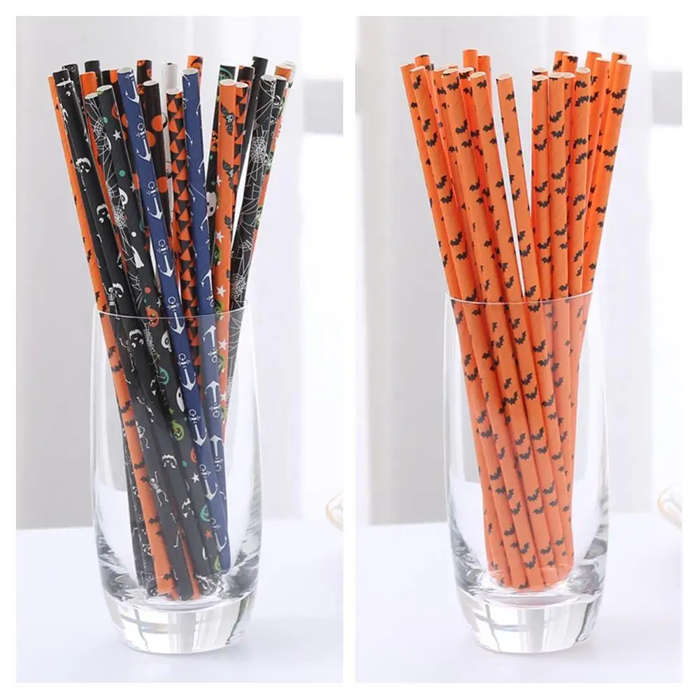 25 шт. бумажные соломинки в виде тыквы призрака украшения на Хэллоуин для кухни