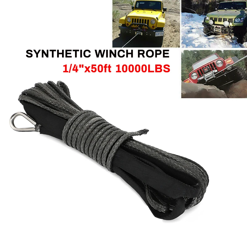 15M 10000LBS Synthetic Winch Rope Line Recovery Cable For Jeep Off Road 4WD ATV UTV Truck Boat SUV Towing | Автомобили и