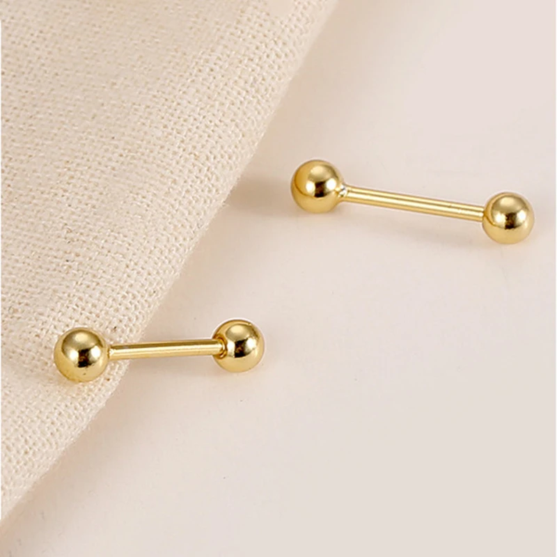 

BOAKO Bohemian 925 Sterling Silver Vintage Earrings Jewelry Cute Gold Color Geometric Crescent Stud Earrings Best Gift for Women