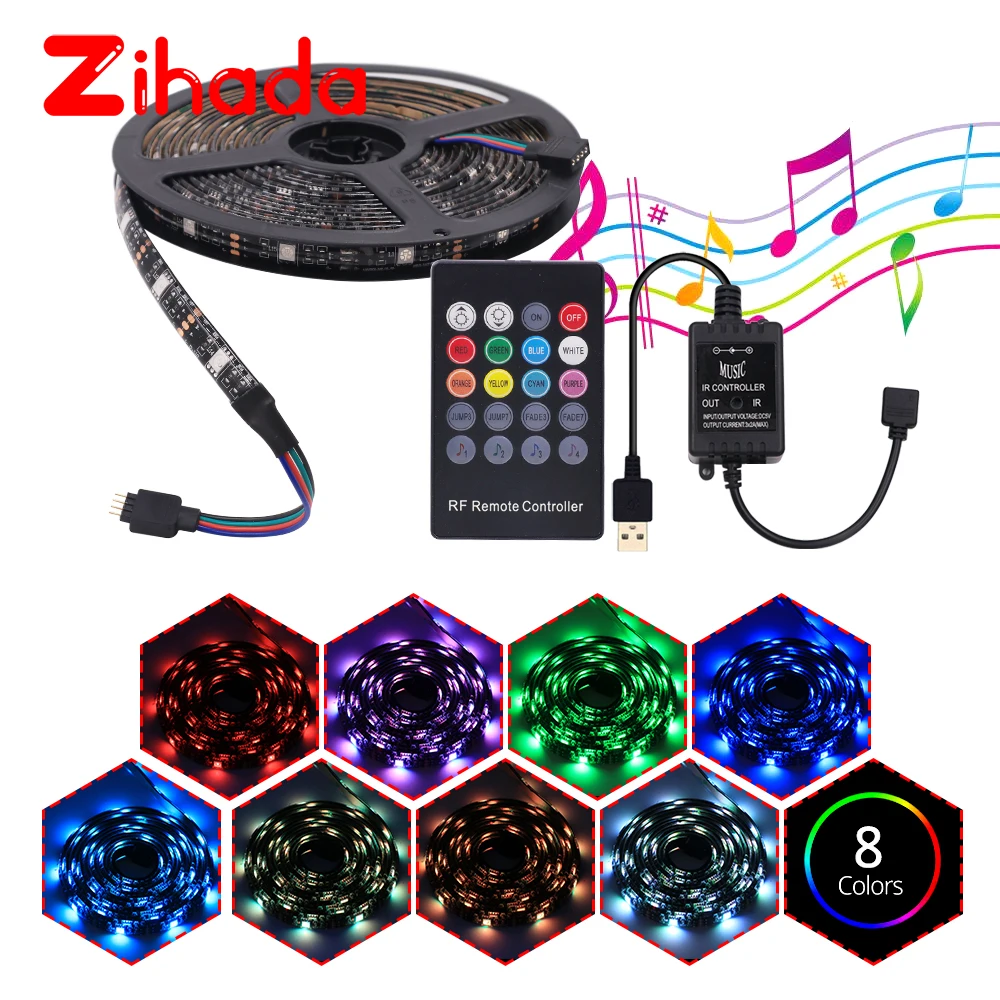 Музыкальная Светодиодная лента 5050 RGB 30 светодиодов/м 60 музыкальный контроллер
